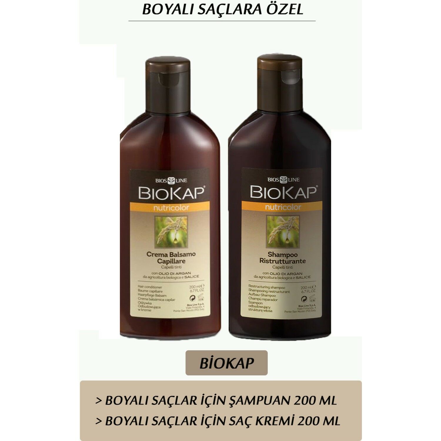 Biokap Boyalı Saçlar Bakım Seti - Şampuan ve Saç Kremi 200 ml