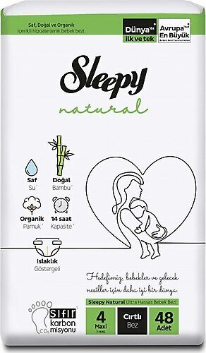 Sleepy Natural Bebek Bezi 4 Numara Maxi 48'li