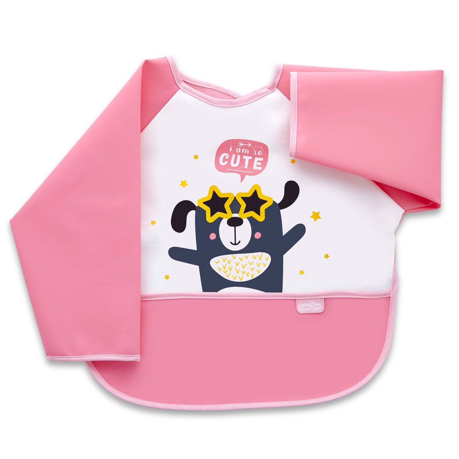 Babyjem Poli Muşamba Kollu Önlük Pembe 034