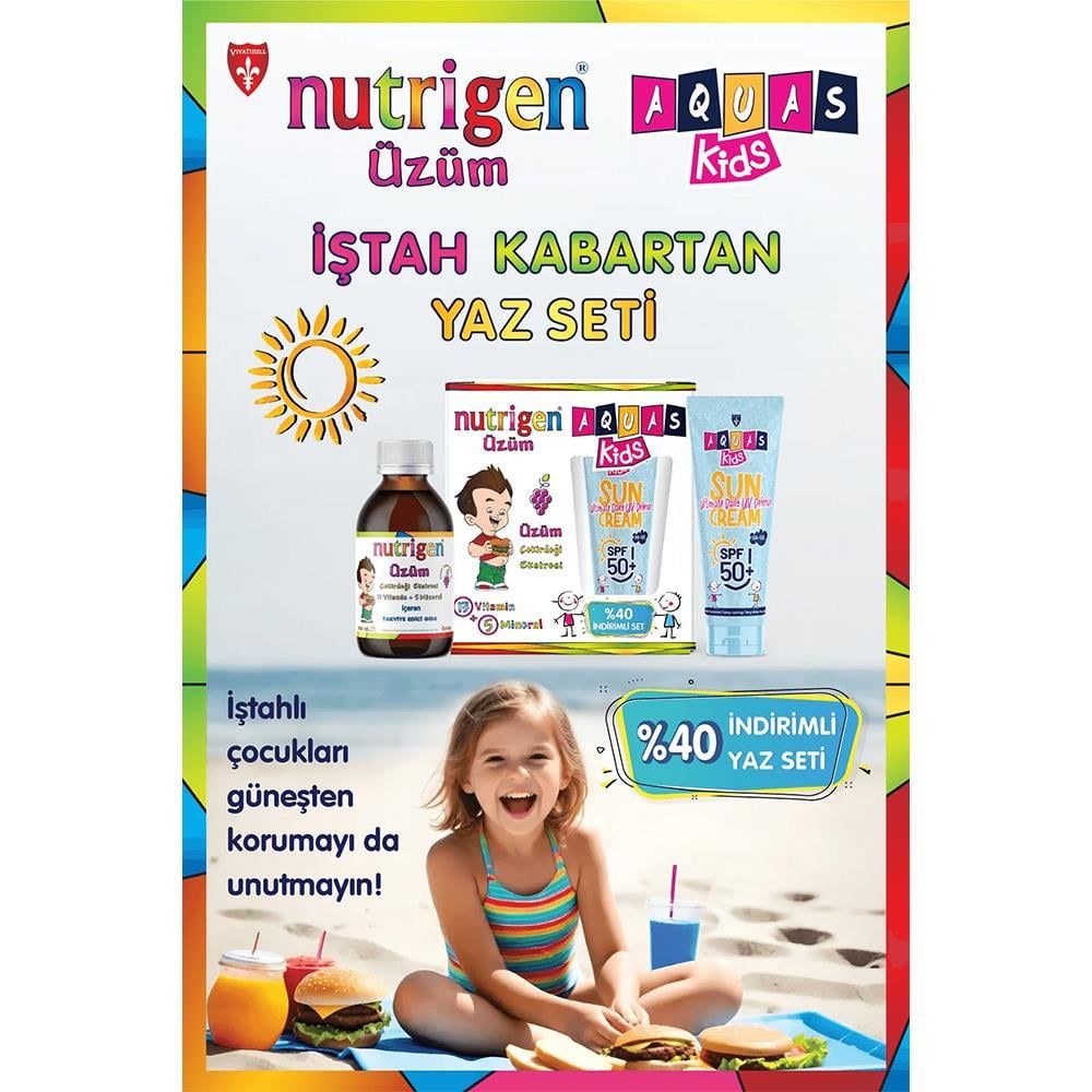 Nutrigen Üzüm Pediatrik Şurup 200 ml + Aqua Kids Spf50+ Suncream 100 ml