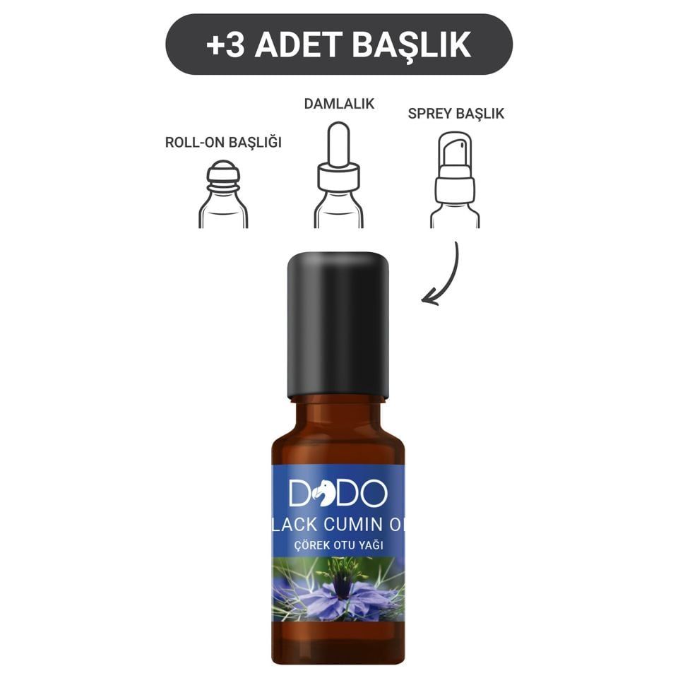 Dodo Çörek Otu Yağı 15 ml (Sprey-Roll On-Damla-3 Başlık)