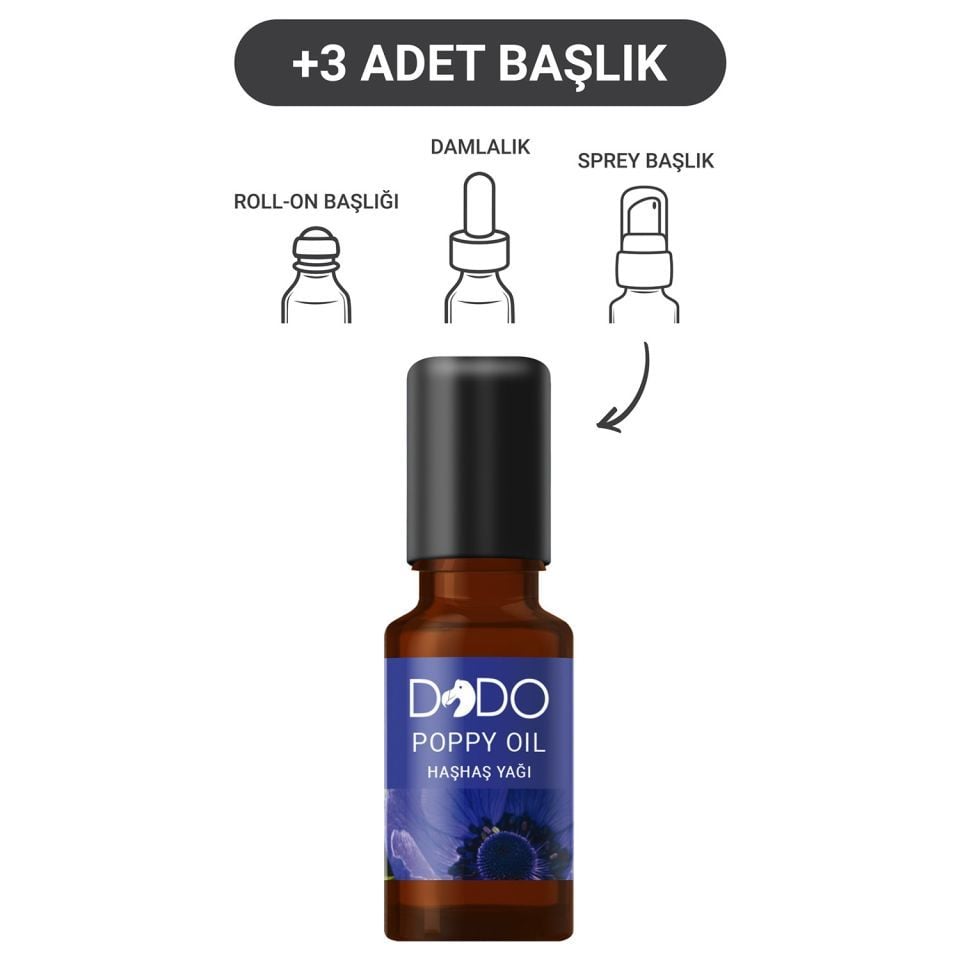 Dodo Haşhaş Yağı 15 ml (Sprey-Roll On-Damla-3 Başlık)