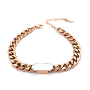 Kalın Zincirli Küçük İsimlikli Çelik Bileklik Rose