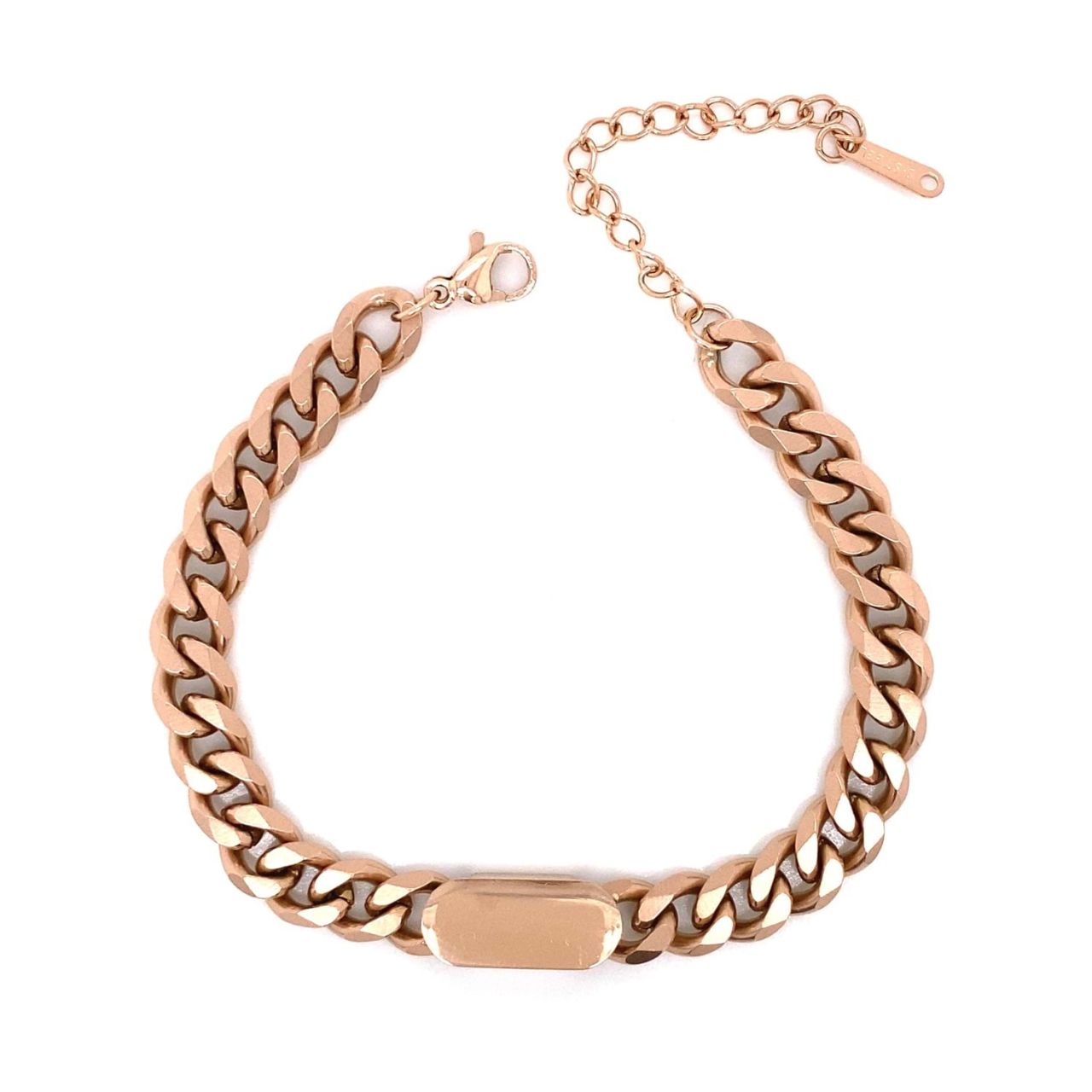 Kalın Zincirli Küçük İsimlikli Çelik Bileklik Rose