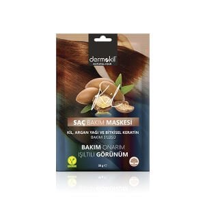 Dermokil Natural Hair Saç Bakım Maskesi 35 ml - Kil Argan Yağı ve Bitkisel Keratin Bakım 3'lüsü