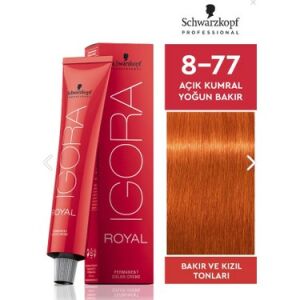 İgora Royal Permanet Color Creme Saç Boyası No: 8-77 Açık Kumral Yoğun Bakır 60 ml