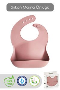 Meleni Baby Mega Boy Silikon Mama Önlüğü Çift Kilitli Ayarlanabilir Bebek Mama Önlüğü - Pembe