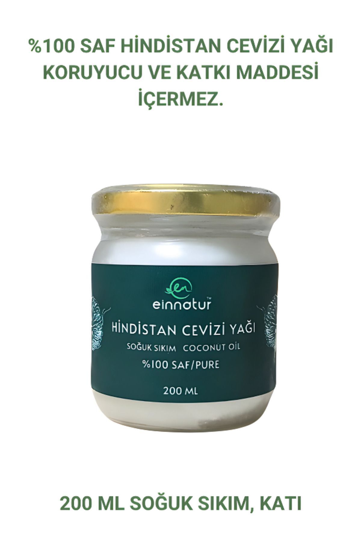 Einnatur Hindistan Cevizi Yağı Katı %100 Saf 200 ml