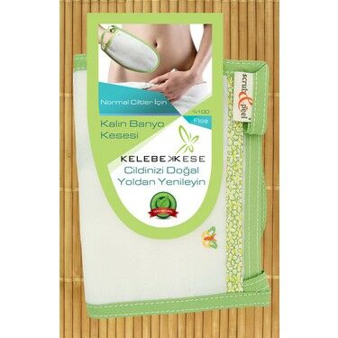 Kelebek Kese Scrub and Peel Kalın Banyo Kesesi Normal Ciltler İçin - Yeşil