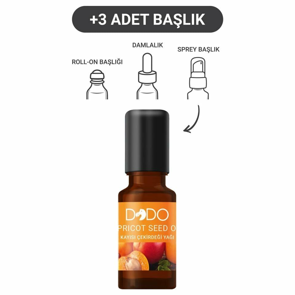 Dodo Kayısı Çekirdeği Yağı 15 ml (Sprey-Roll On-Damla-3 Başlık)