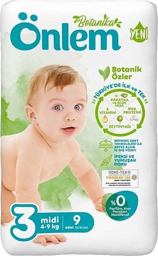 Önlem Bebek Bezi 3 Numara Yenidoğan 4-9 Kg Arası Deneme Boyu 9'lu