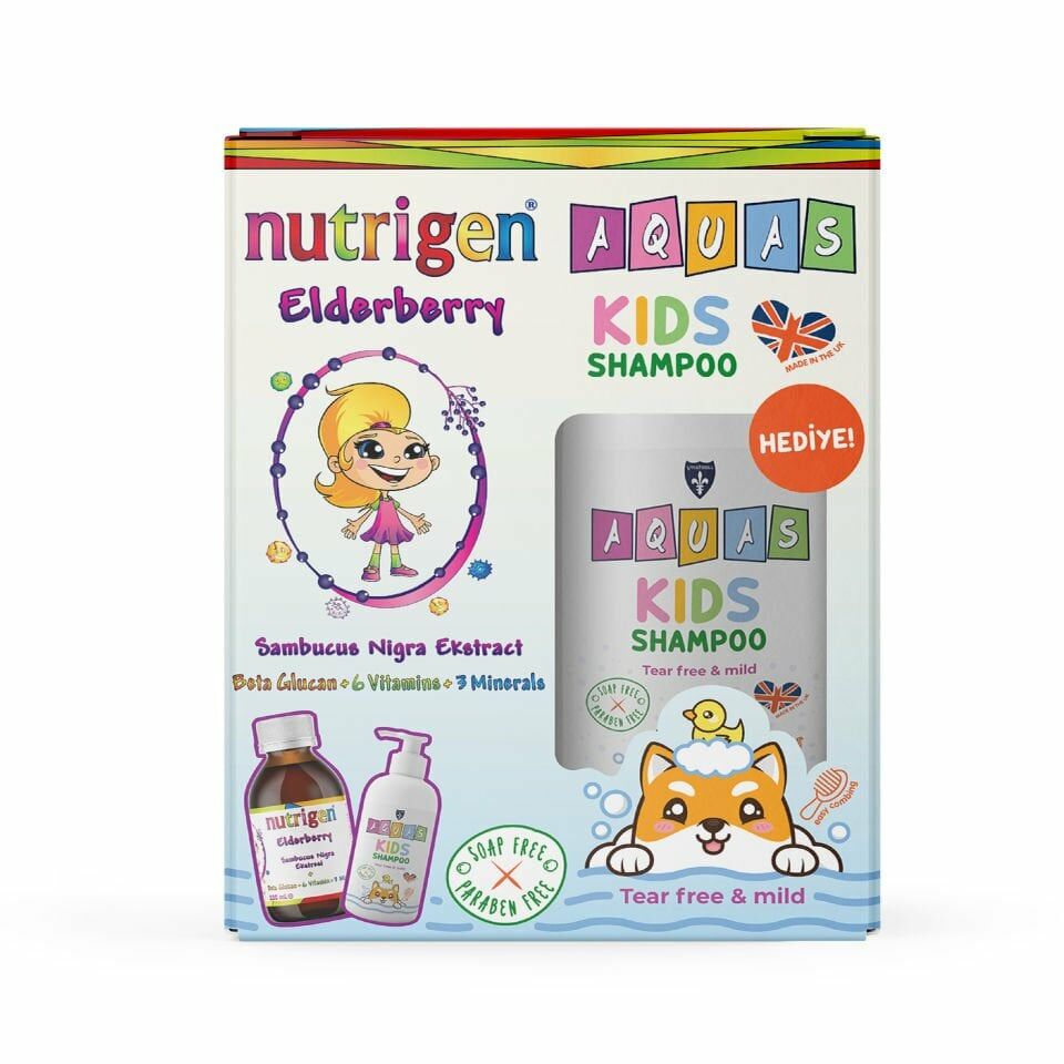 Nutrigen Elderberry Şurup 200ml + Aquas Kids Şampuan 250ml Hediye