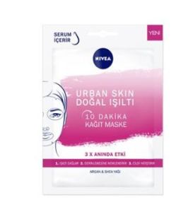 Nivea 10 Dakika Urban Skin Doğal Işıltı Kağıt Yüz Bakım Maskesi 28 gr