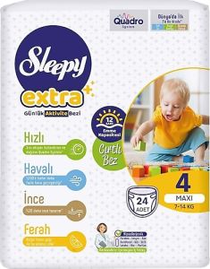 Sleepy Extra Günlük Aktivite 4 Numara Maxi Bebek Bezi 24'lü
