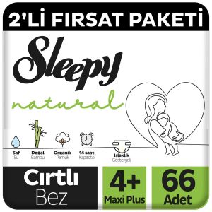 Sleepy Natural Fırsat Paketi Bebek Bezi 4+ Maxi Plus Numara 66 Adet