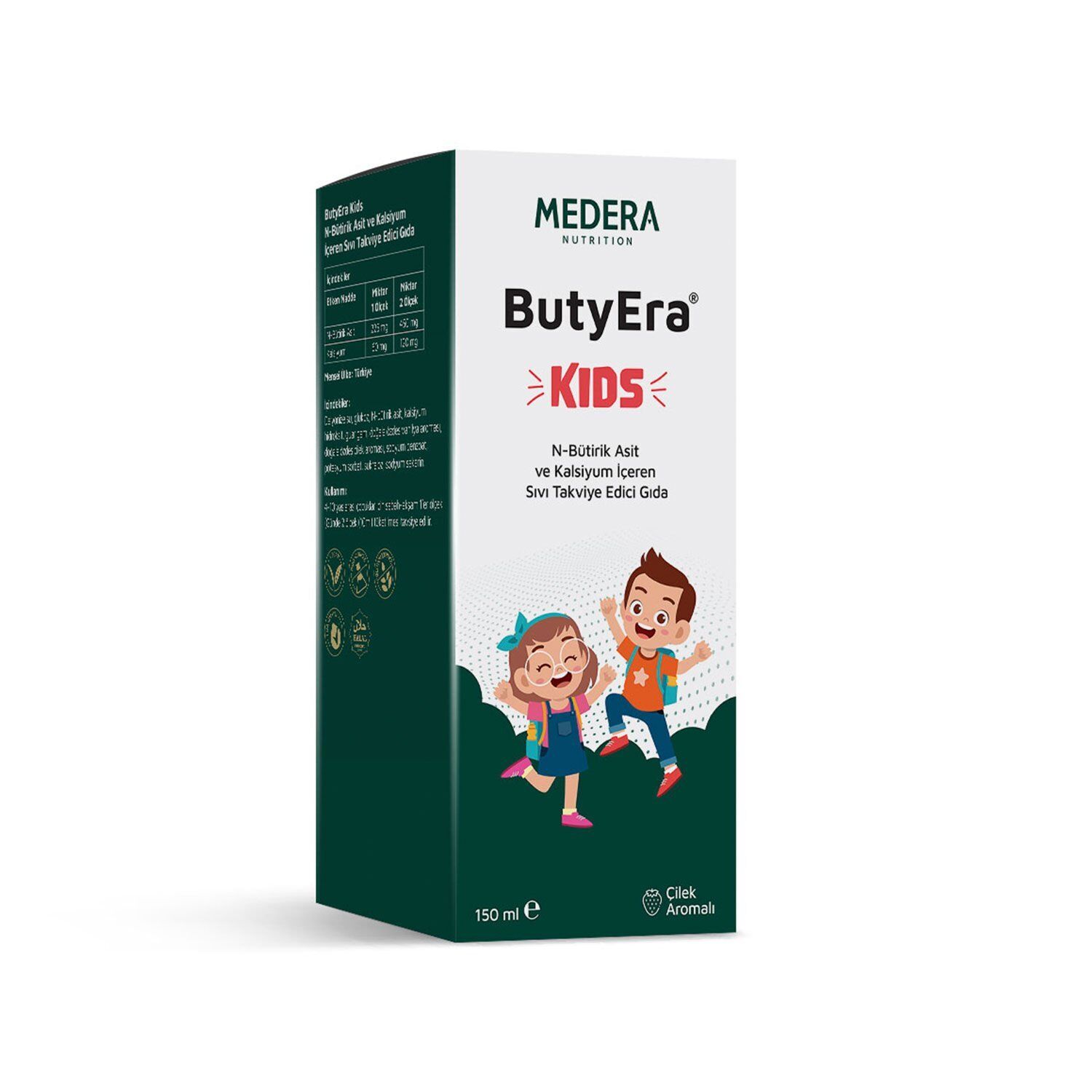 Medera Butyera Kids N-Butirik Asit ve Kalsiyum Çilek Aromalı 150 ml