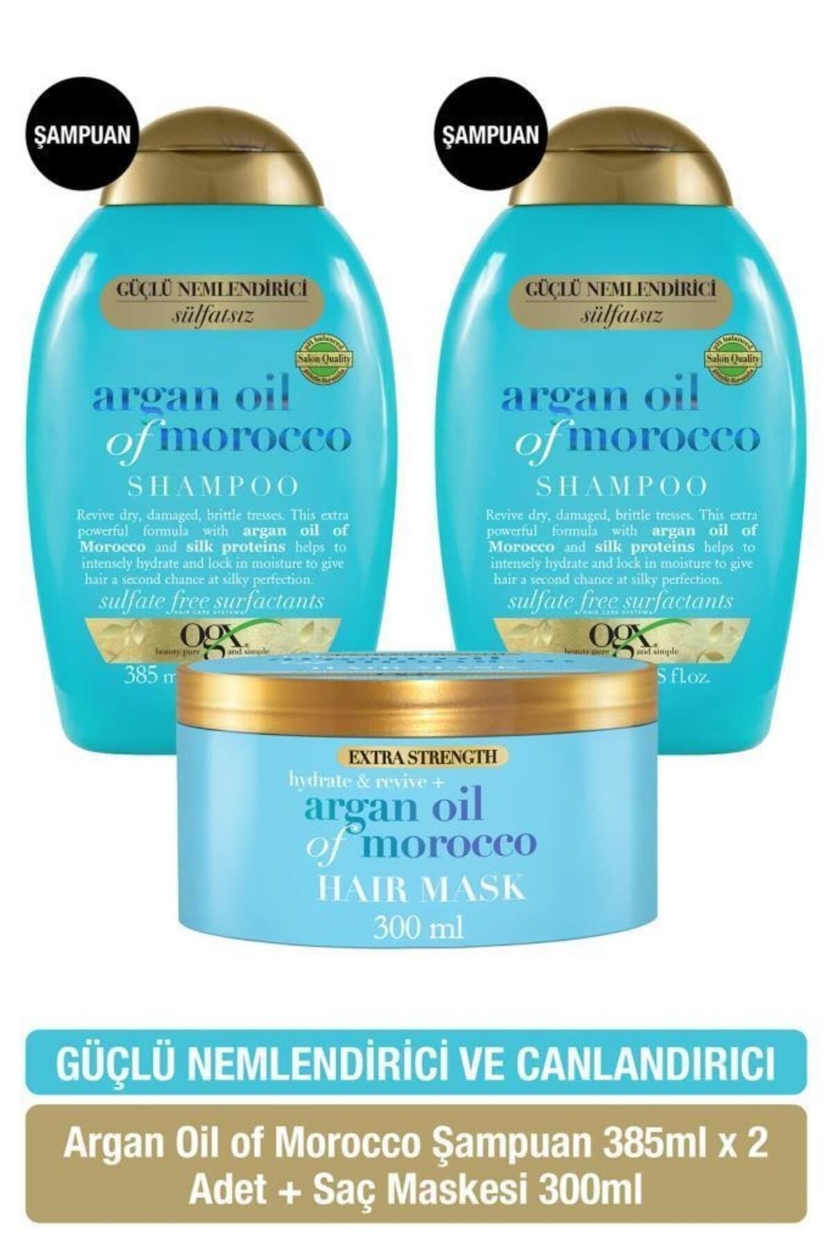 Ogx Argan Oil Of Morocco Güçlü Nemlendirici Saç Bakım Seti - Şampuan 385 ml + Saç Kremi 385 ml + Saç Maskesi 300 ml + Saç Spreyi 117 ml