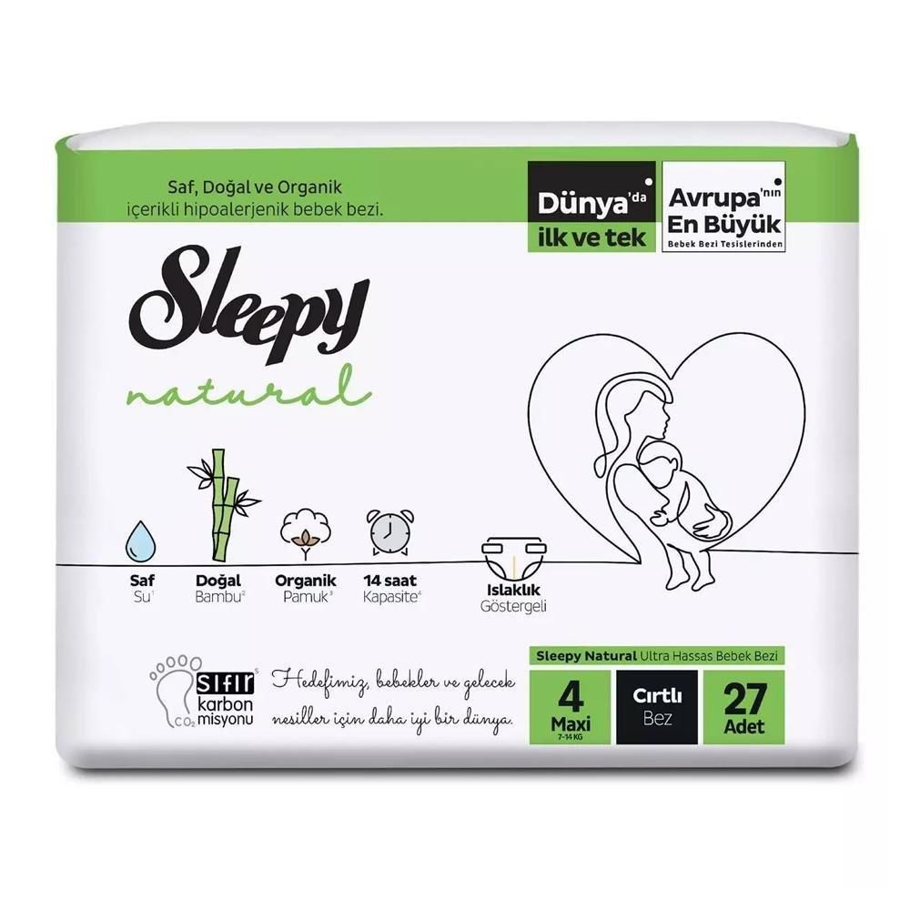 Sleepy Natural Çocuk Bezi Maxi Cırtlı No: 4 7-14 kg 27'li