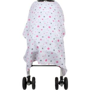 Sevi Bebe Müslin Bebek Arabası Örtüsü - Yıldız Yağmuru Pembe ART-42