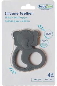 Babyjem Silikon Fil Diş Kaşıyıcı Gri - Bpa Free