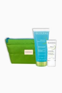 Bioderma Sebium Foaming Gel Tüp 200 ml + Sebium Pore Refiner Krem 30 ml - Yeşil Makyaj Çantası Hediyeli