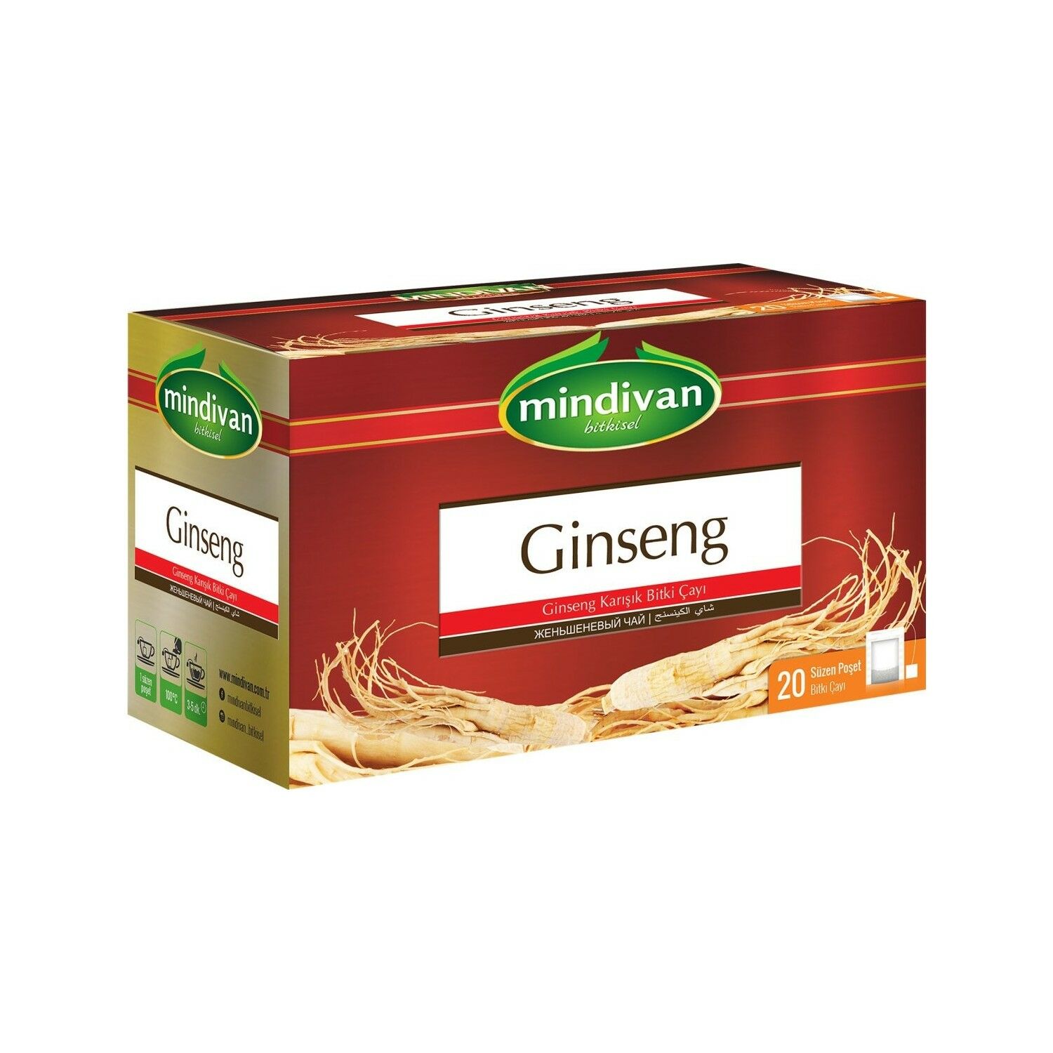 Mindivan Ginseng Karışık Bitki Çayı Süzen Poşet 20'li
