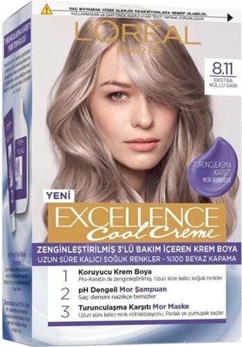 L'Oreal Paris Excellence Cool Creme 8.11 Ekstra Küllü Sarı Saç Boyası