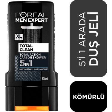 L'oreal Paris Men Expert Total Clean 5'i 1 Arada Kömürlü Duş Jeli 300 ml
