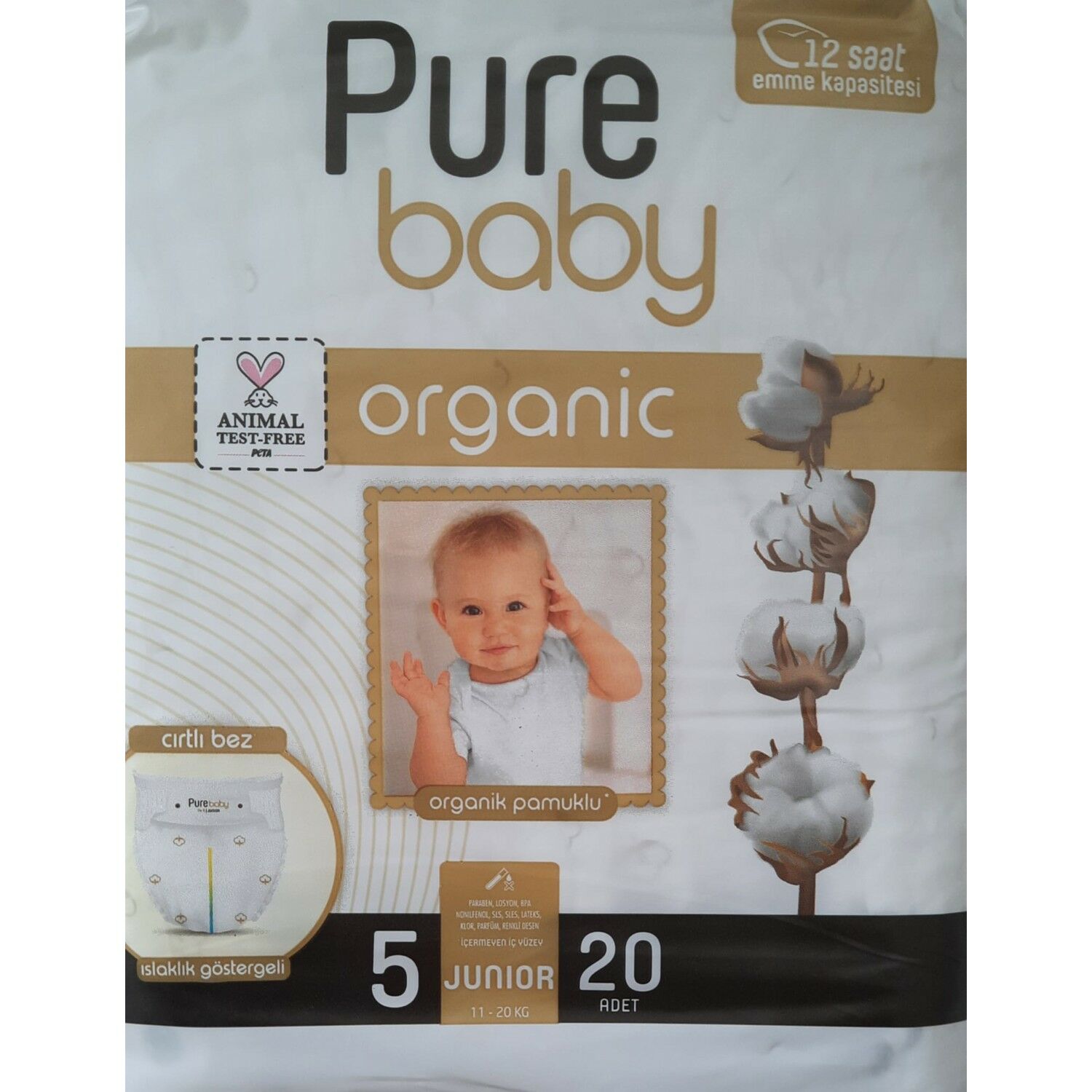 Pure Baby Pamuk Bebek Bezi Jumbo Junior No: 5 20'li