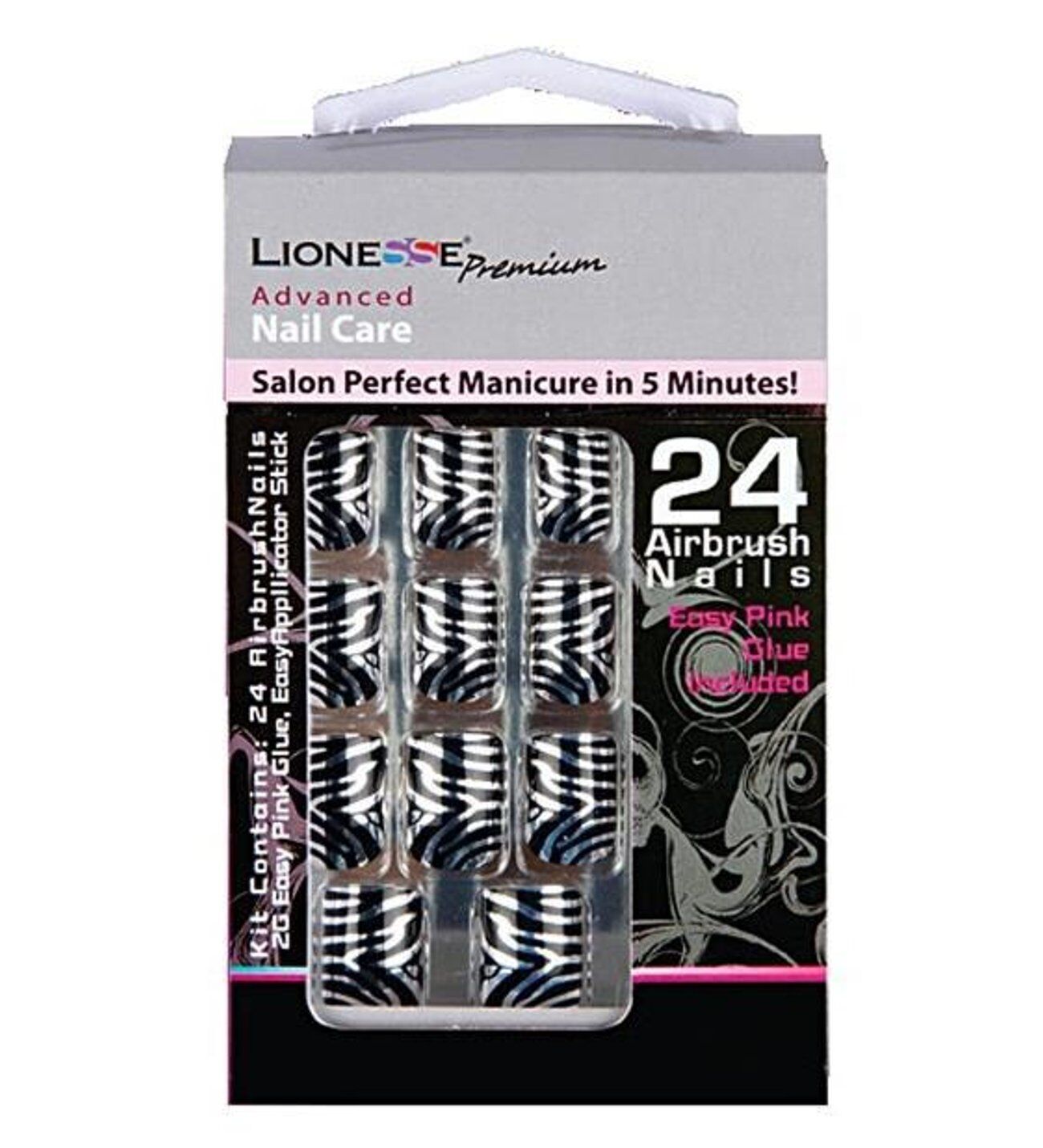 Lionesse Nail Care Salon Perfect Takma Tırnak M-65 Zebra Desen 24 Adet