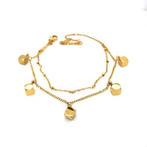 Küp Figürlü Çelik Bileklik Gold