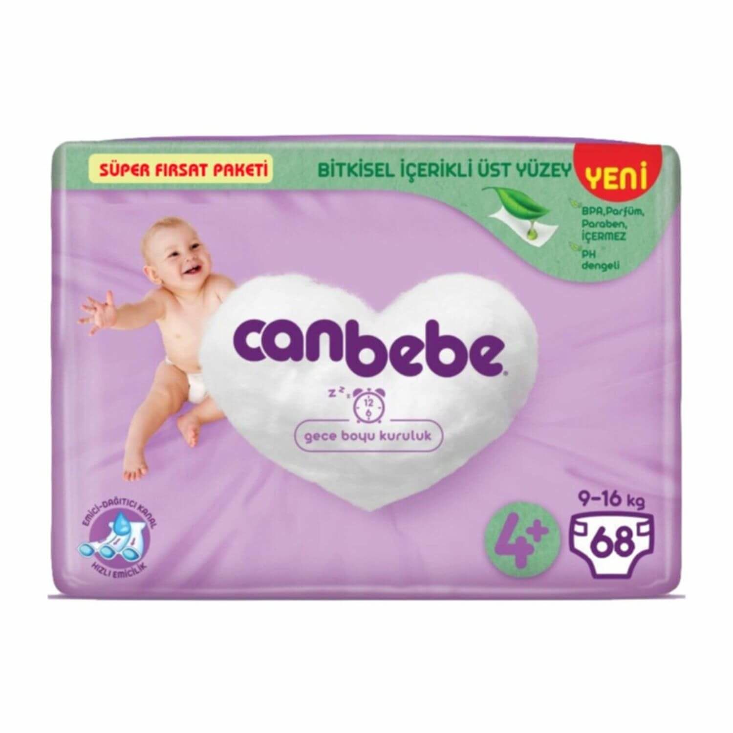 Canbebe Bebek Bezi 4+ Numara 68'li