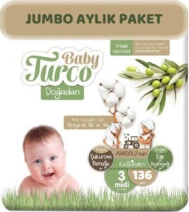 Baby Turco Doğadan Bonus Paket Bebek Bezi No: 3 136'lı