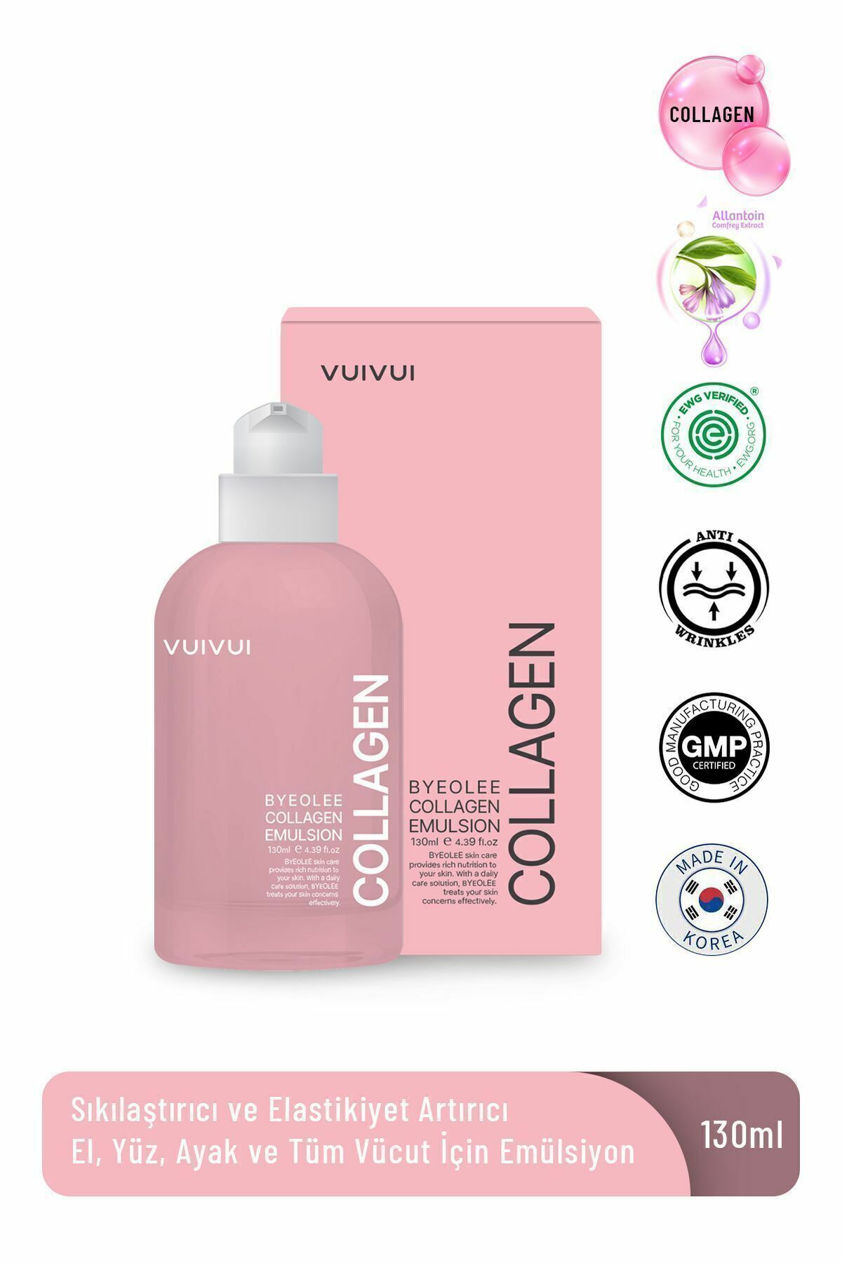 Byeolee Kolajen Kore Emulsıon Elastikiyet Artırıcı Dolgunlaştırıcı Botoks Etkili Yüz ve Tüm Vücut Için 130 ml