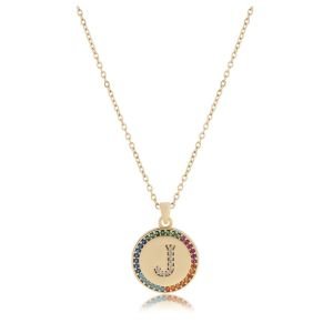 Apm Monaco Renkli Zirkon Taşlı J Harfi Kolye