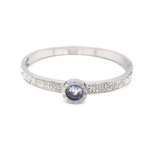 Roma Rakamlı Zirkon Taşlı Çelik Bileklik Gümüş