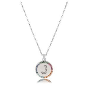 Apm Monaco Renkli Zirkon Taşlı J Harfi Kolye