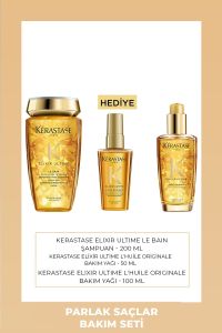Kerastase Elixir Ultime Parlaklık Sağlayan Saç Bakım Seti Şampuan 250 ml + Saç Bakım Yağı 100 ml + Ultime Yağ 50 ml