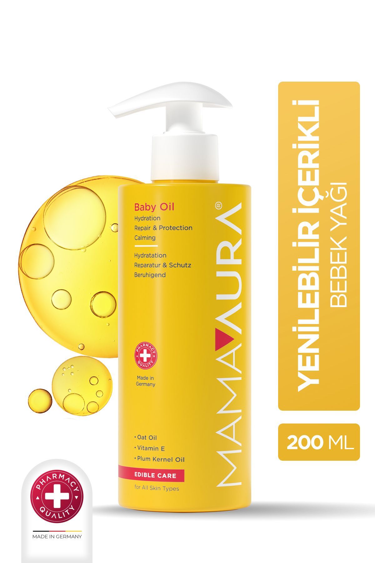 Mamaaura %100 Yenilebilir İçerikli Bebek Bakım Yağı 200 ml