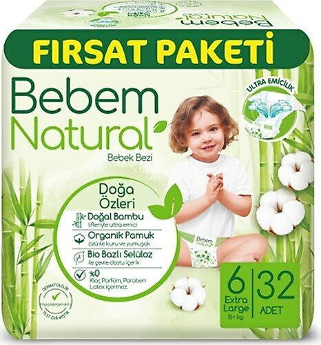 Bebem Natural Fırsat Paketi 6 Numara Extra Large 32'li