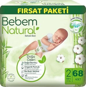 Bebem Natural 2 Numara Mini Bebek Bezi 68'li
