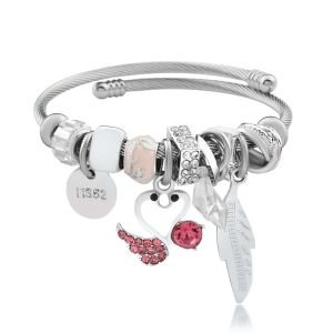 Çift Kuğu Figürlü Pandora Çelik Bileklik