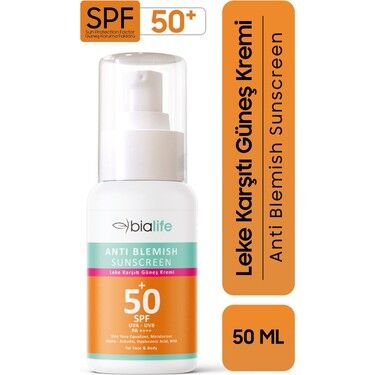 Bialife Suya Dayanıklı Leke Karşıtı Güneş Kremi SPF50+ 50 ml