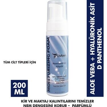 Livben Nemlendirici Köpük Hyaluronic Acid Zinc Pca Pantenol Destekli Temizleyici 200 ml
