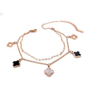 Küçük Yonca Figürlü Çelik Bileklik Rose