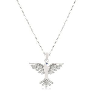 Kartal Figürlü Zirkon Taşlı Kolye Gümüş