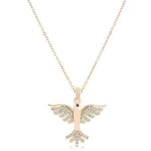 Kartal Figürlü Zirkon Taşlı Kolye Gold