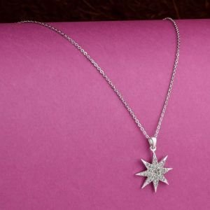 Kutup Yıldızı Figürlü Zirkon Kolye Gümüş