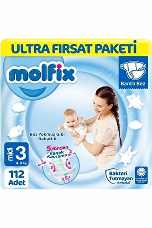 Molfix Ultra Fırsat Paketi Midi Bebek Bezi 3 Beden 112'li