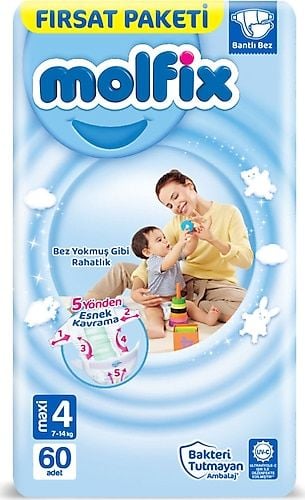 Molfix Bebek Bezi Fırsat Paketi Maxi 4 Beden 60'lı